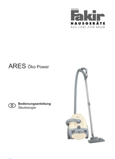 Fakir ARES Öko Power Anleitung