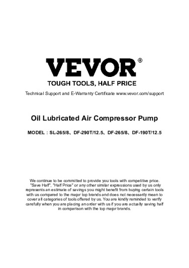 Vevor SL-265/8 Bedienungsanleitung