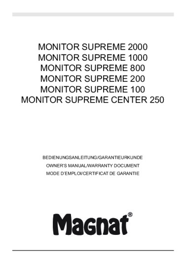 Magnat Monitor Supreme 200 Anleitung