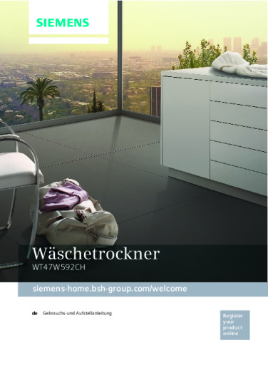 Siemens iQ700 WT47W592CH Anleitung