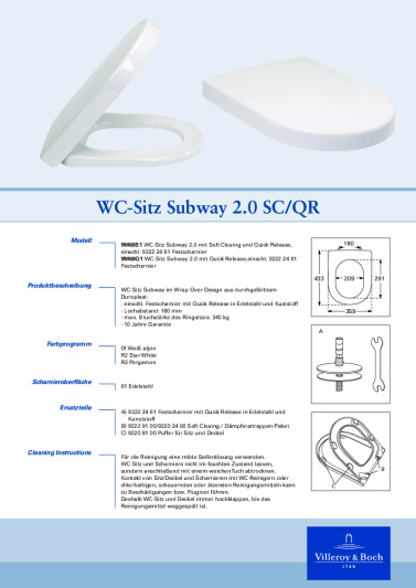 Villeroy & Boch Subway 2.0 SC Anleitung