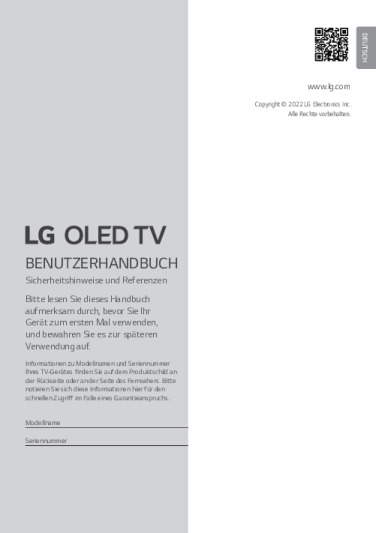 LG OLED55C27LA Bedienungsanleitung