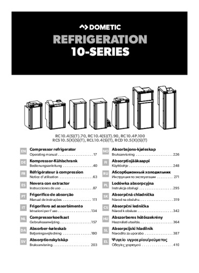 Dometic RC 10.4T 70 Bedienungsanleitung