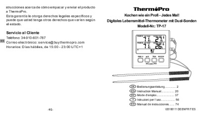 ThermoPro TP-17 Anleitung
