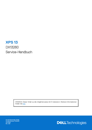 Dell XPS 13 DX13260 Anleitung