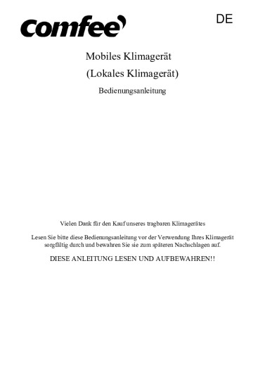 Comfee MPPH-09CRN7 Bedienungsanleitung